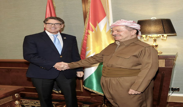 Serok Barzanî li gel Rick Perry wezîrê enerjiyê yê merika civiya